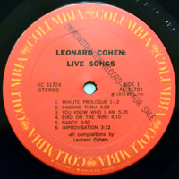 Leonard Cohen - Live Songs (LP)