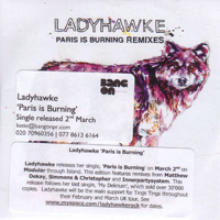 Ladyhawke - Paris Is Burning (Remixes) (Promo Maxi-Single)